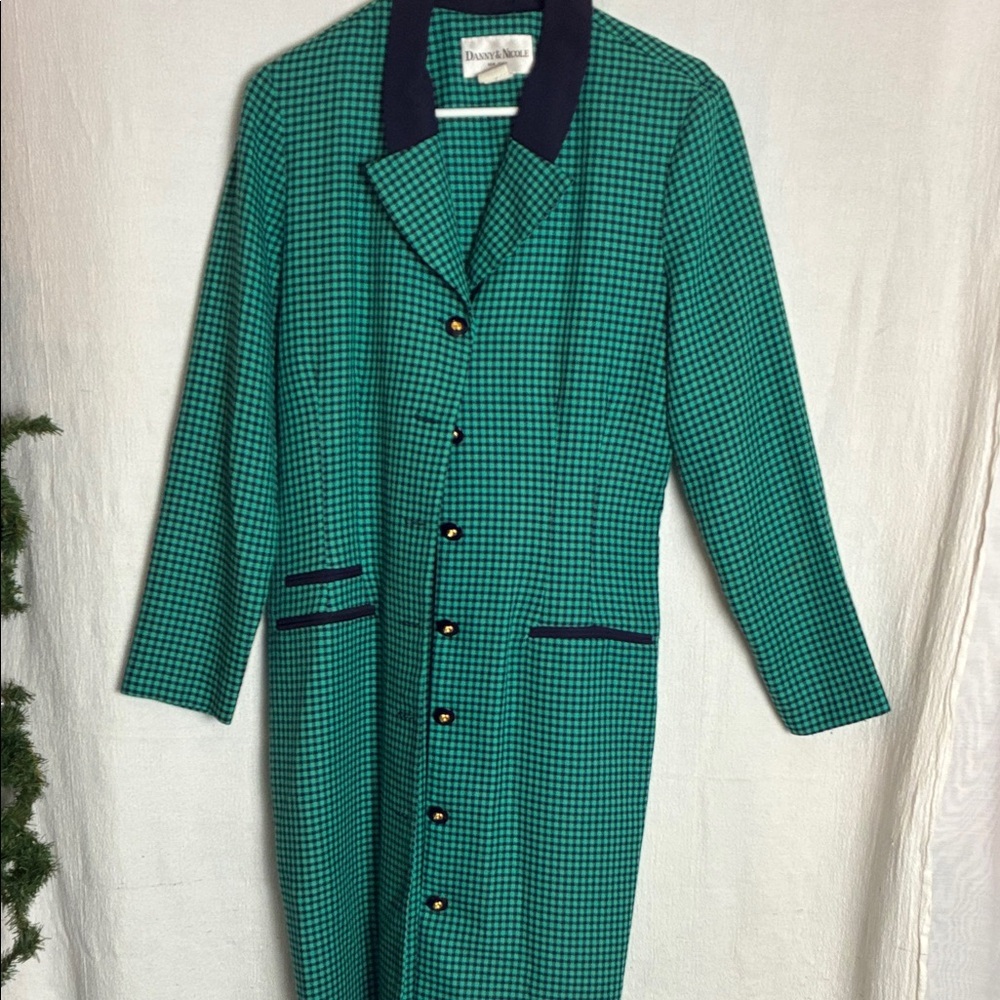 Vintage Danny & Nicole Teal and Dark Blue Plaid Dresscoat​